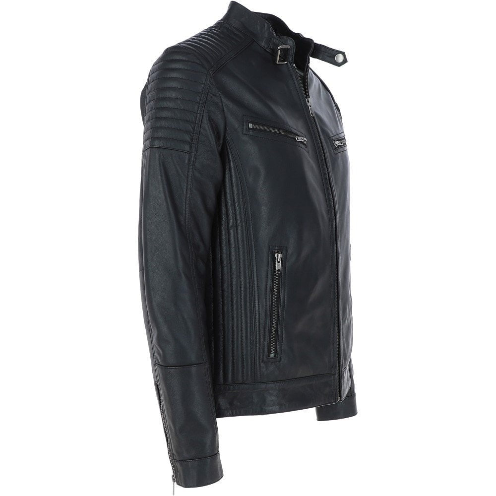 Men's Black Leather Biker Jacket