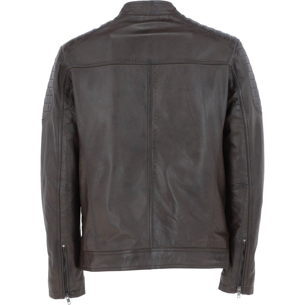 Men's Brown Leather Biker Jacket