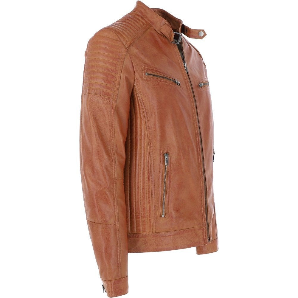 Tan Color Men's Biker Leather Jacket
