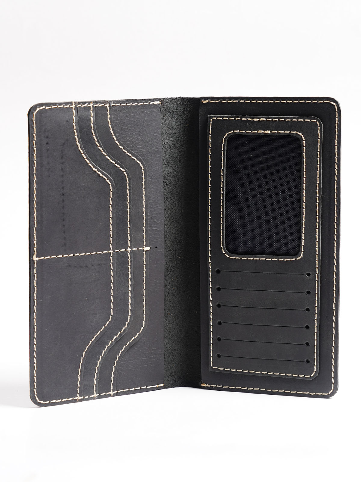 Brown & Black Leather Long Wallet For Men
