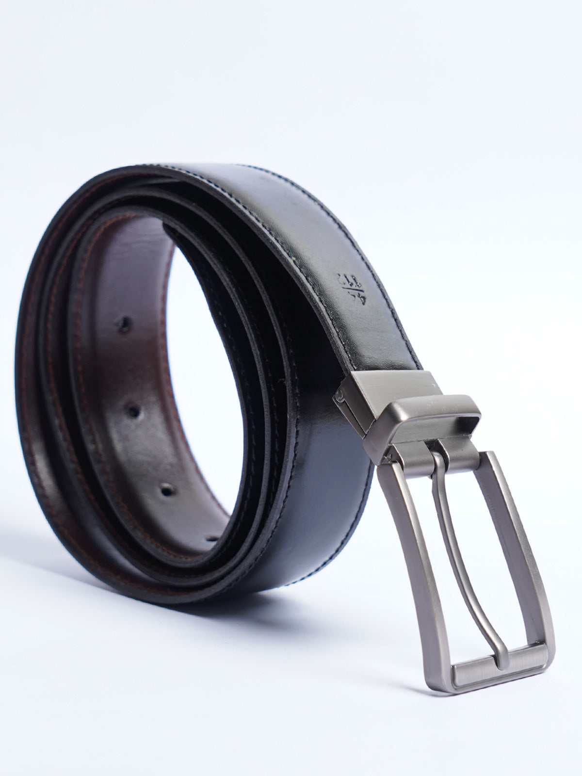 Dark Brown & Black Reversible Leather Belt For Men