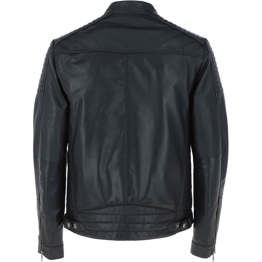 Men's Black Leather Biker Jacket