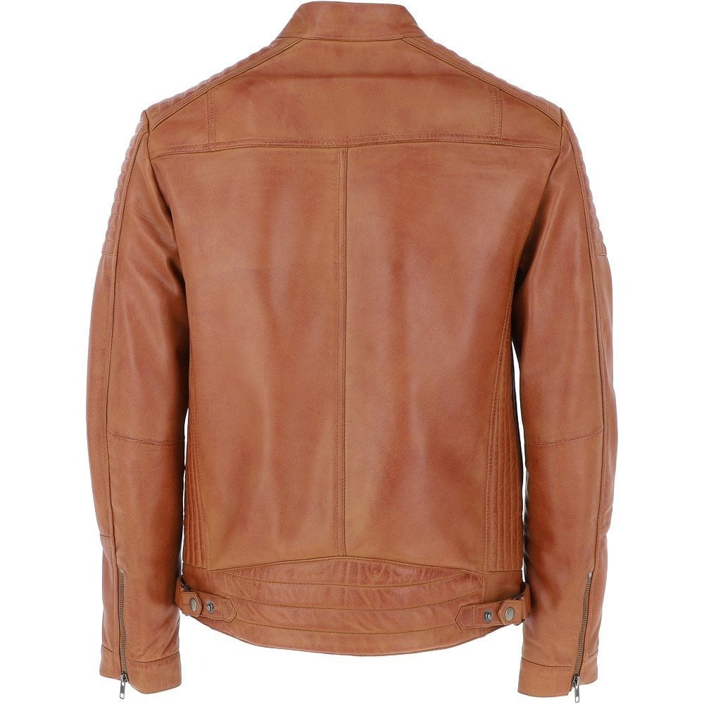 Tan Color Men's Biker Leather Jacket