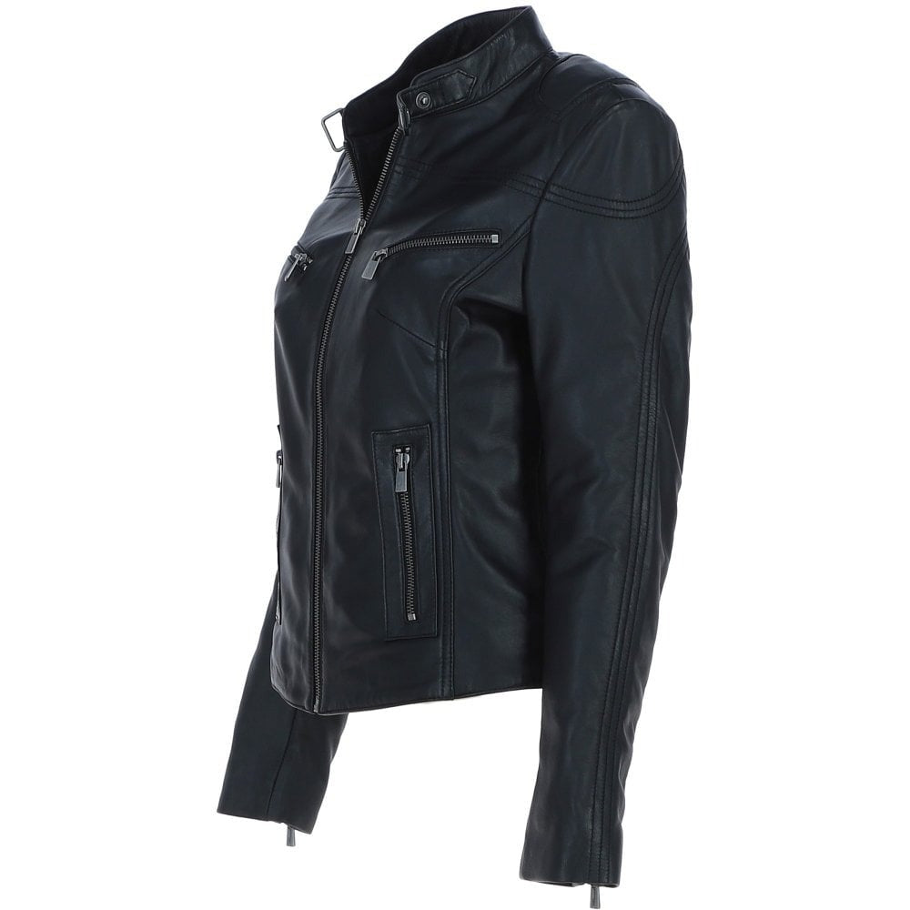 Women's Black Leather Biker Jacket