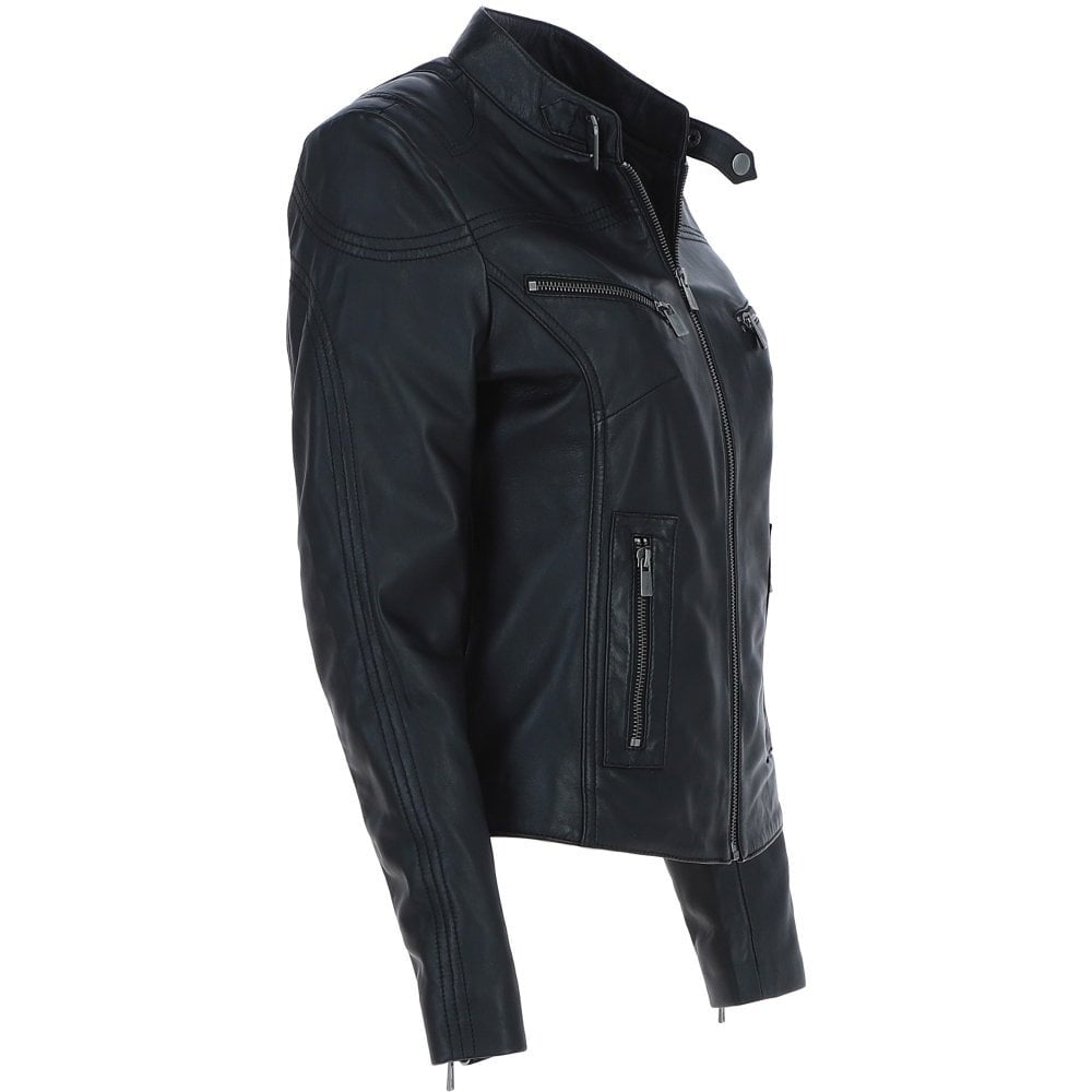 Women's Black Leather Biker Jacket