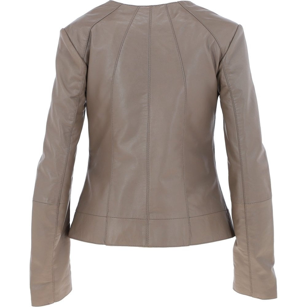 Women's Taupe Leather Jacket